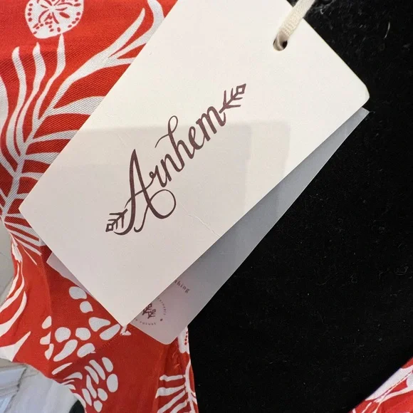 Arnhem Orange and White Tropical Floral Midi wrap Dress - Picture 8 of 9